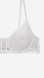 Floral Lace Mid-Coverage Bra | Non-Padded Wired Fancy Bra