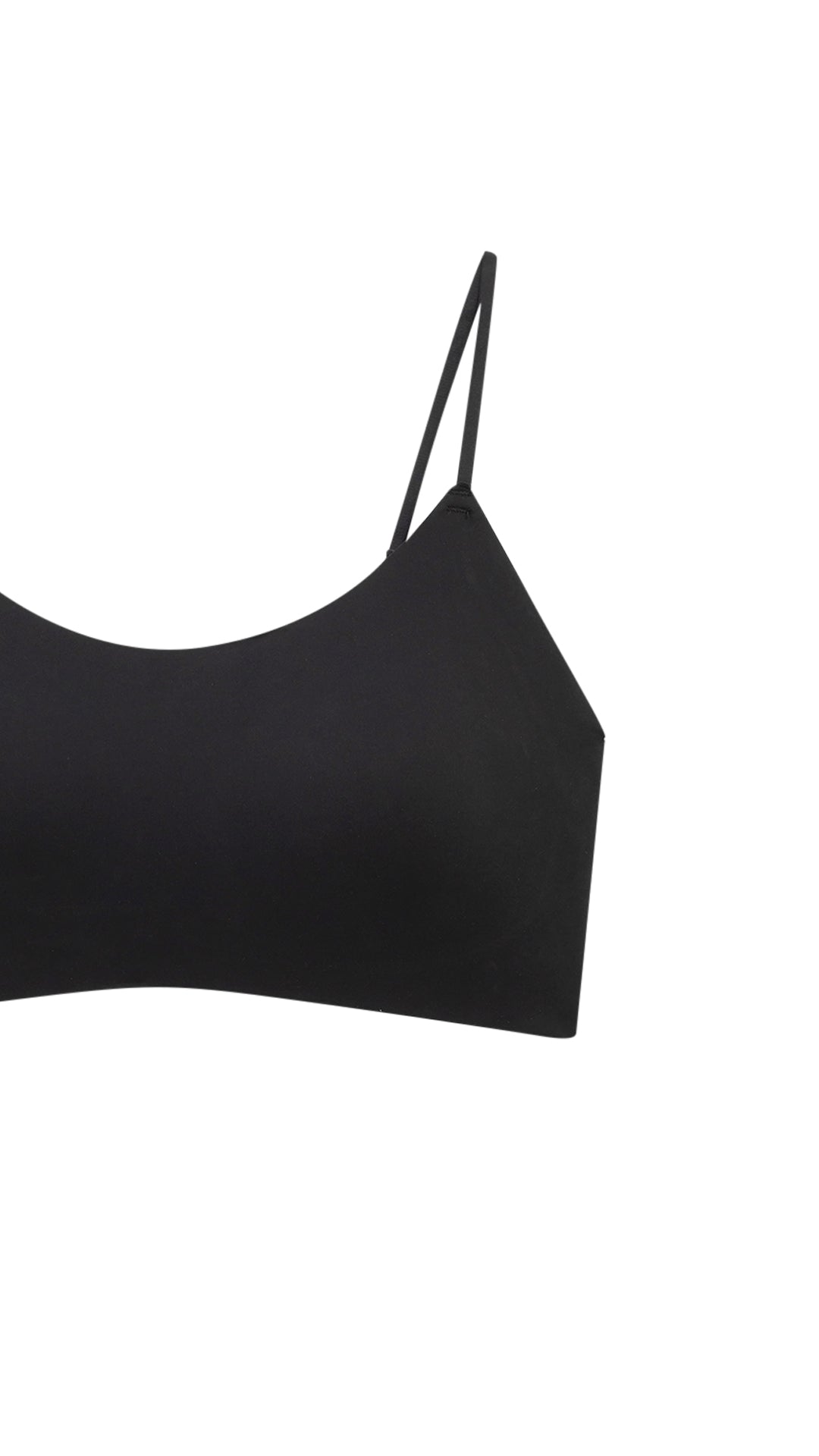 Close-up product shot of bralette strap crisscross detail
