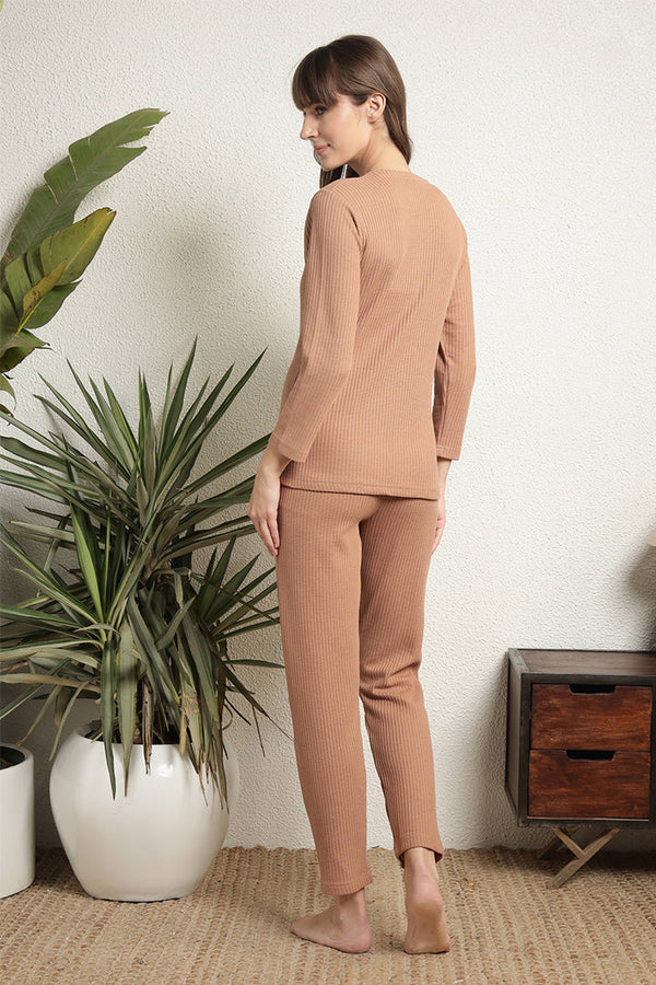 Angels Camel Soft Knit Lounge Set AL003IO
