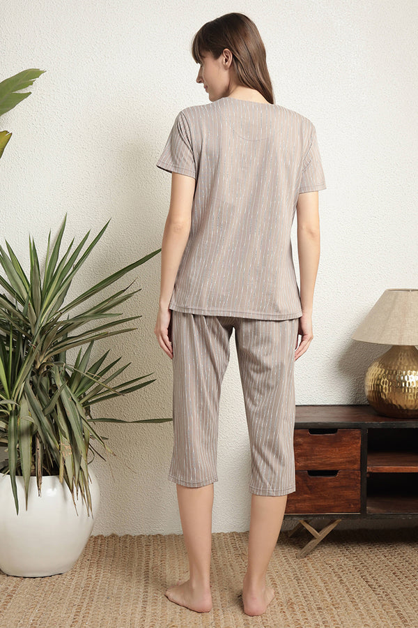 Angels Mocha Striped Capri Set A057IO