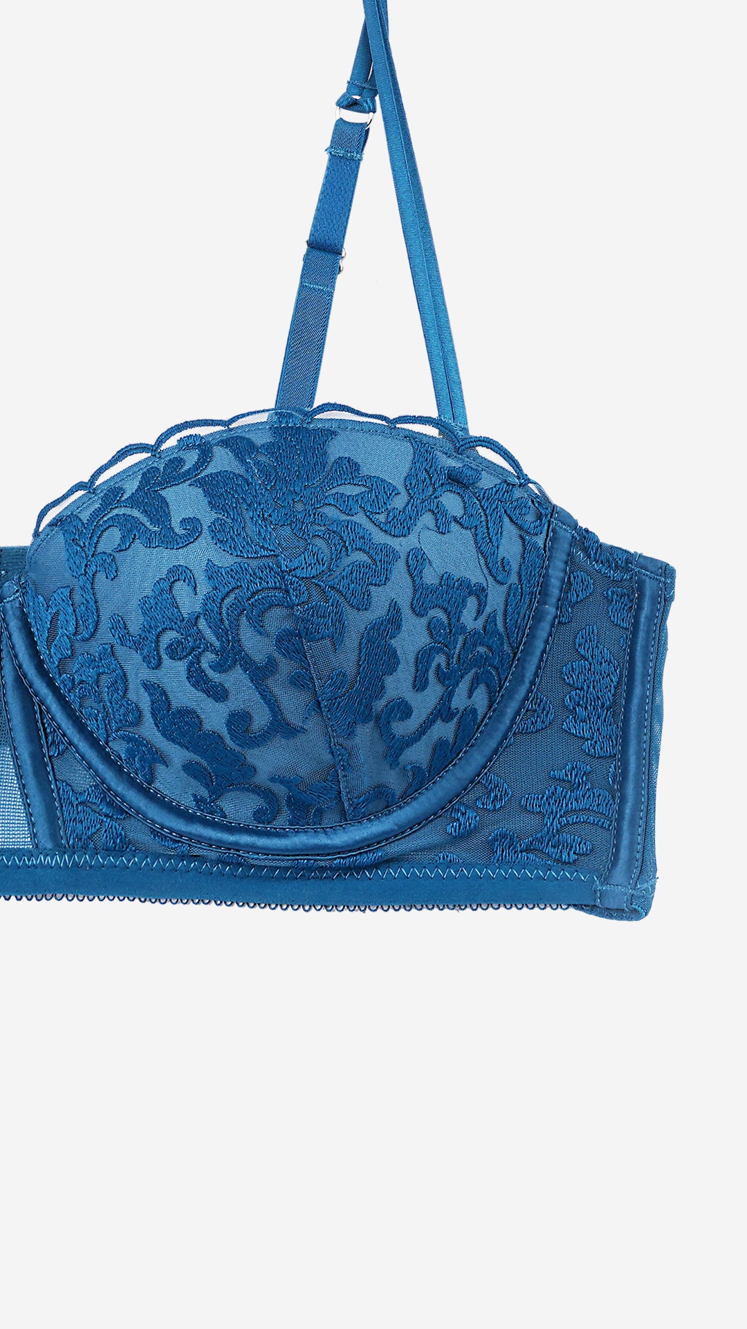 Teal Lace Balconette Bra – Padded & Wired