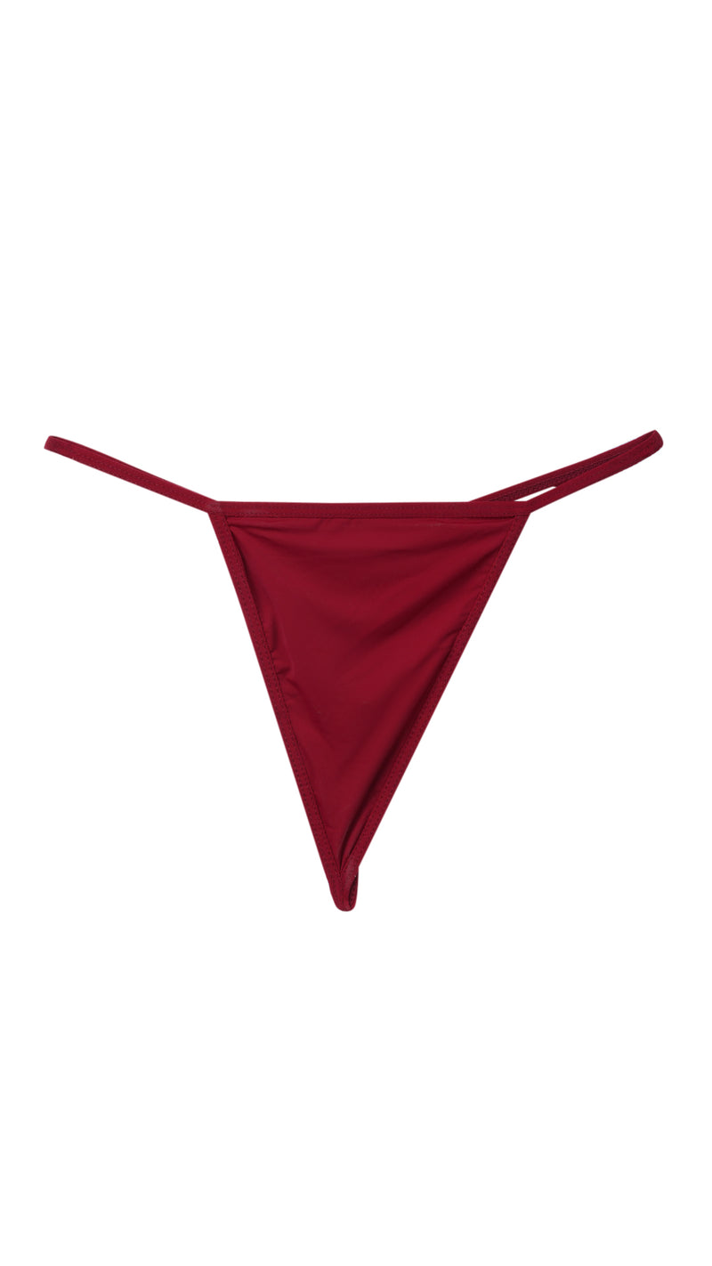 Wine red thong, flat view