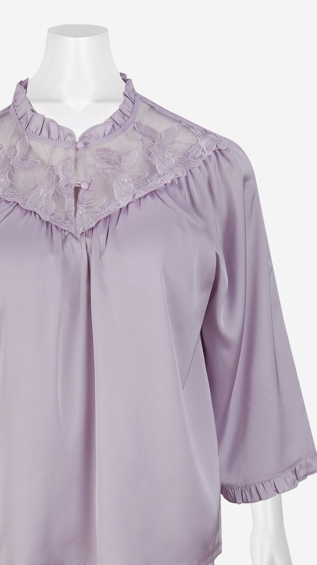 Lavender Lace Yoke Padded Top & Pajama Set