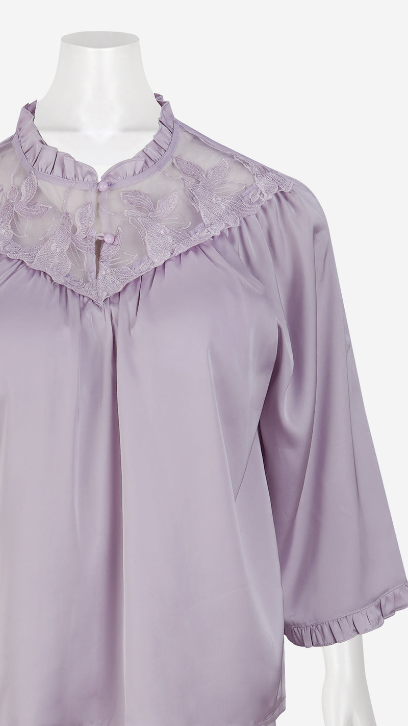 Lavender Lace Yoke Padded Top & Pajama Set