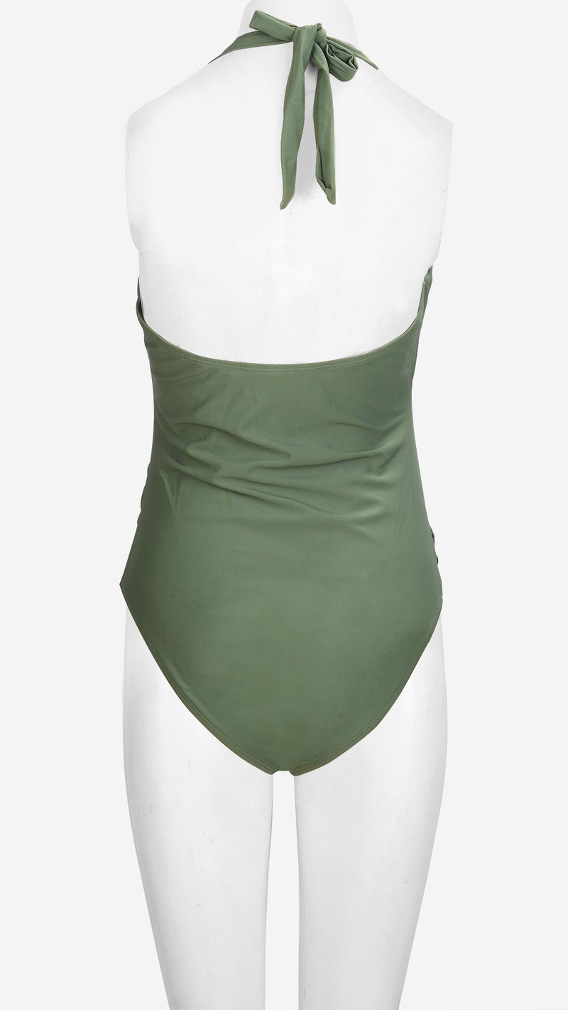 Lightly Padded Halter One-Piece Swimsuit | Ruched Beachwear