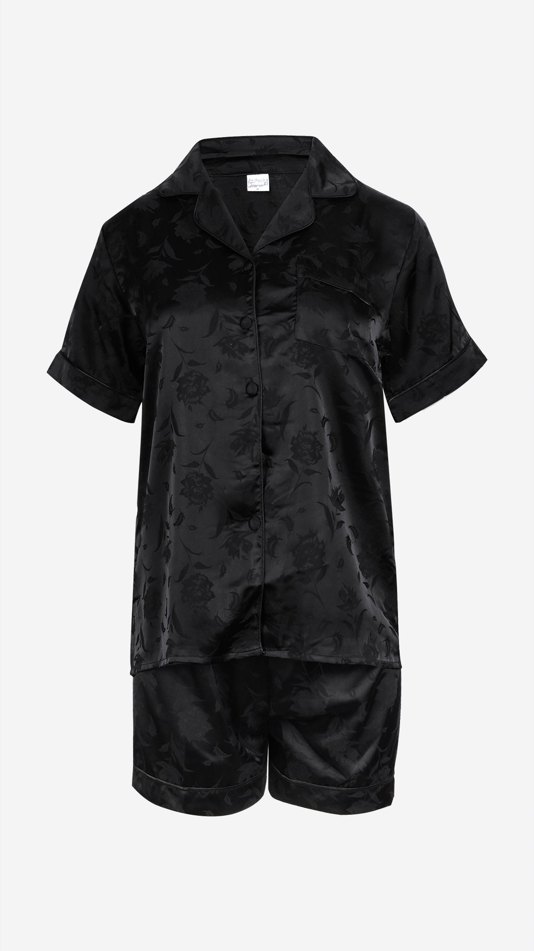 Jacquard Satin 3pc Pajama Set – Shirt, Shorts & Pant
