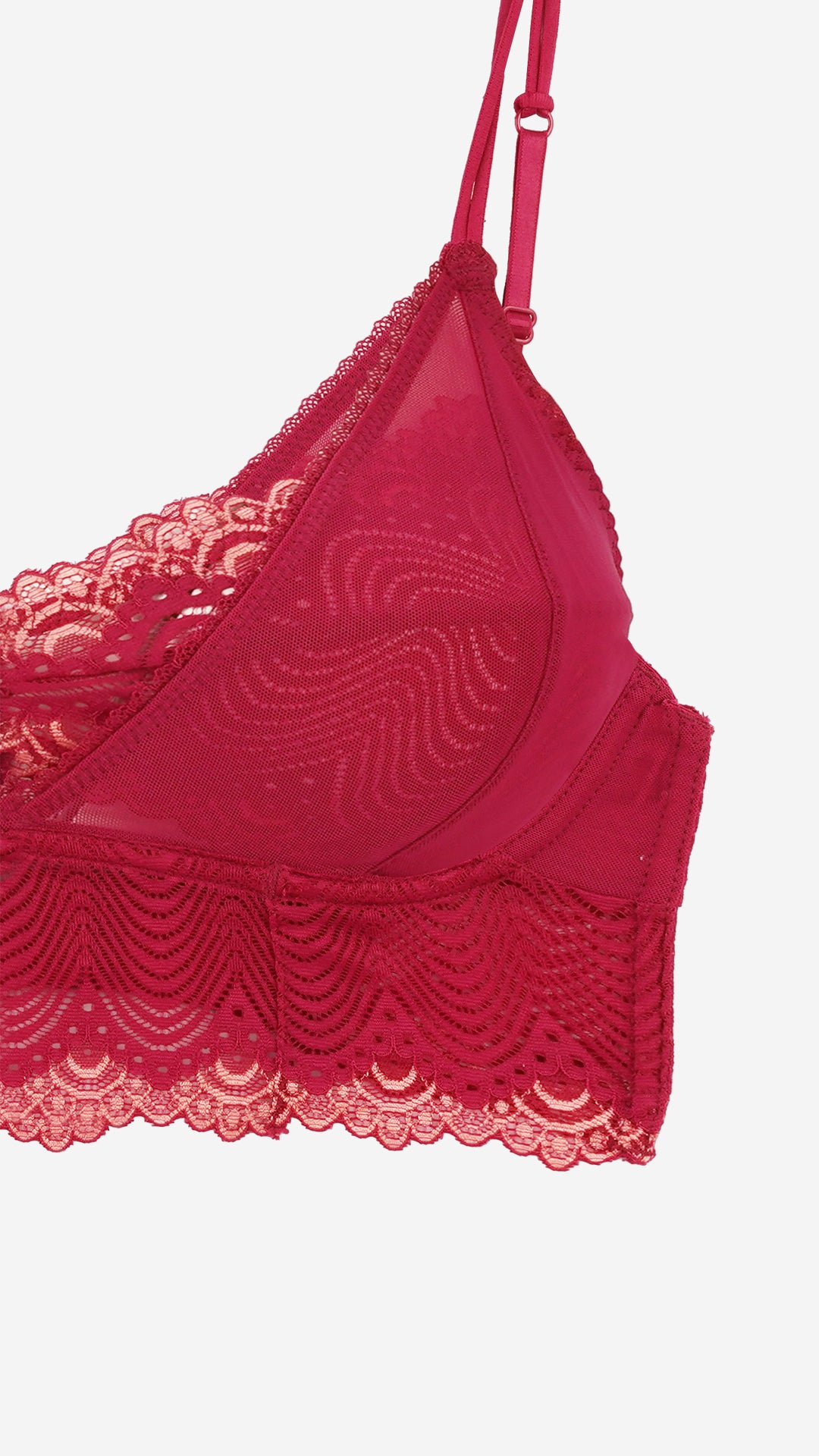 Savvyy Maroon Lace Wired Bra with Side Support