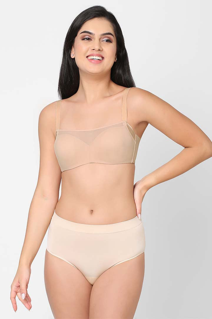 WACOAL BRA IB5246R Contour Padded Wired 3/4th Cup Full Coverage Mesh Fashion Bra - Beige