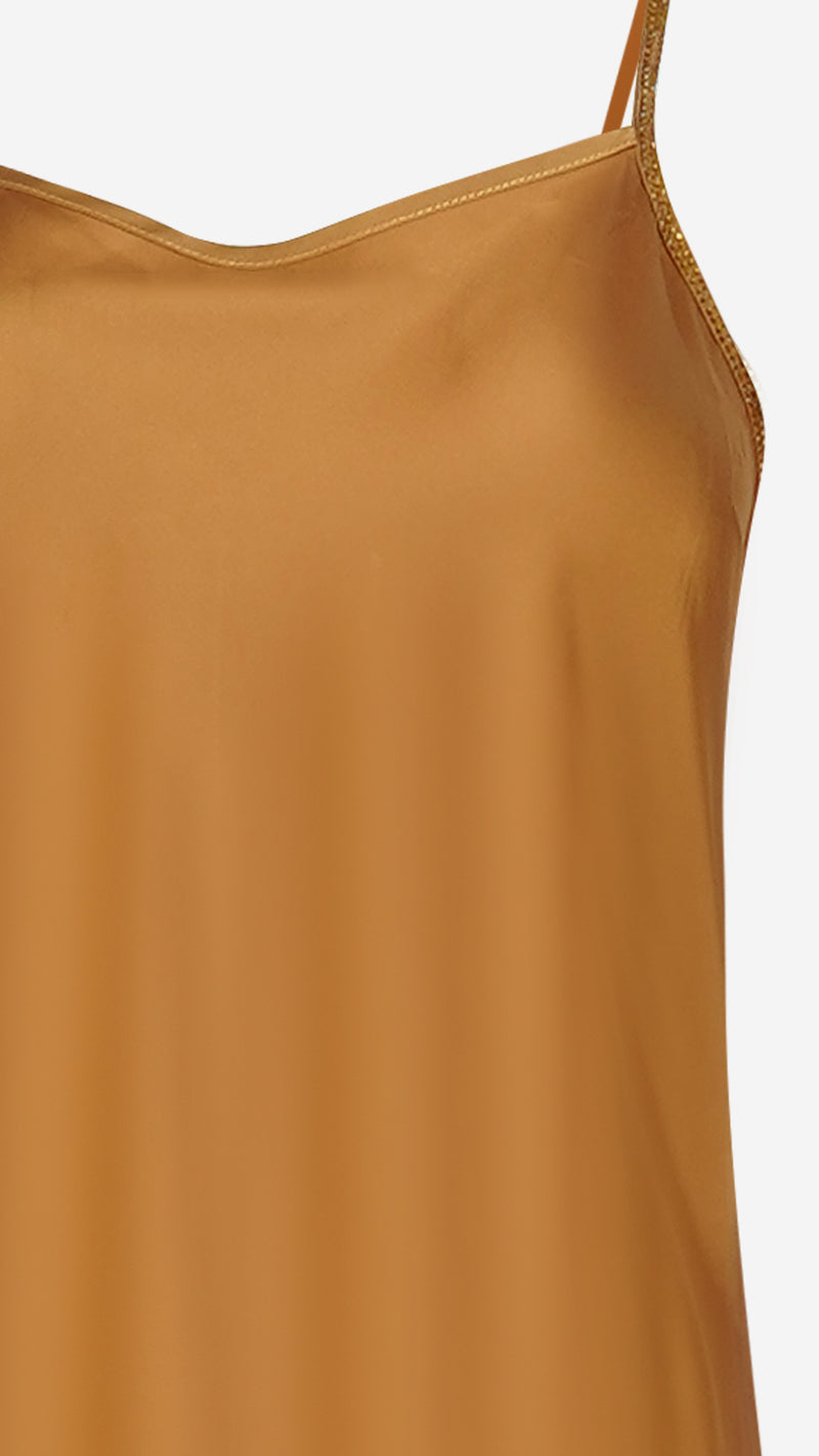 Mustard Satin Short Slip Nightgown