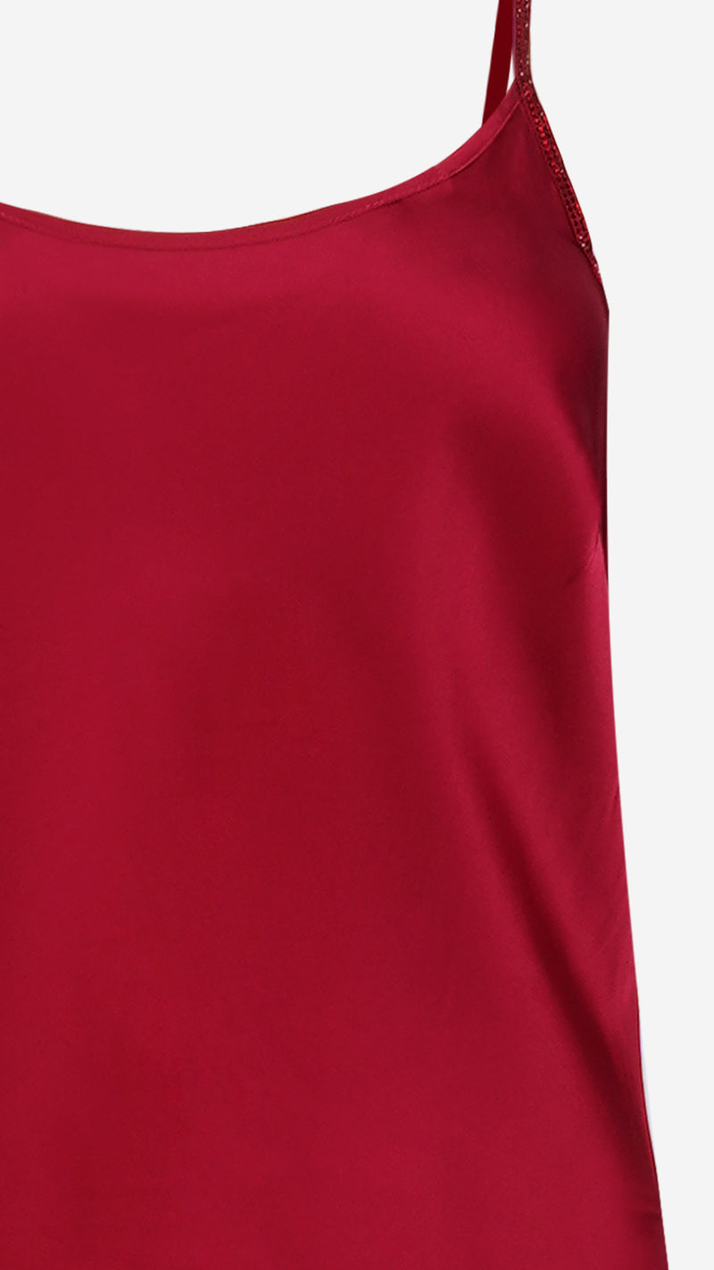 Scarlet Satin Short Slip Nightgown