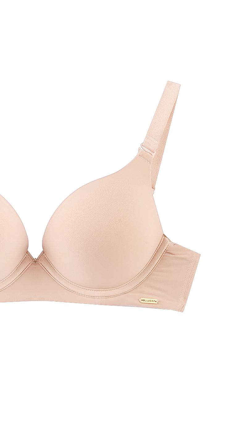 Close-up product shot of padded bra cup and strap detail