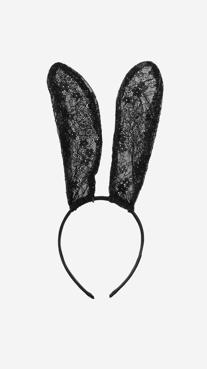 Black lace bunny ear headband for bunny role play costume