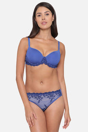 WACOAL BRA 853191 Embrace Lace Contour Padded Wired 3/4th Cup Everyday Wear Medium coverage T-Shirt Bra - Dark Blue