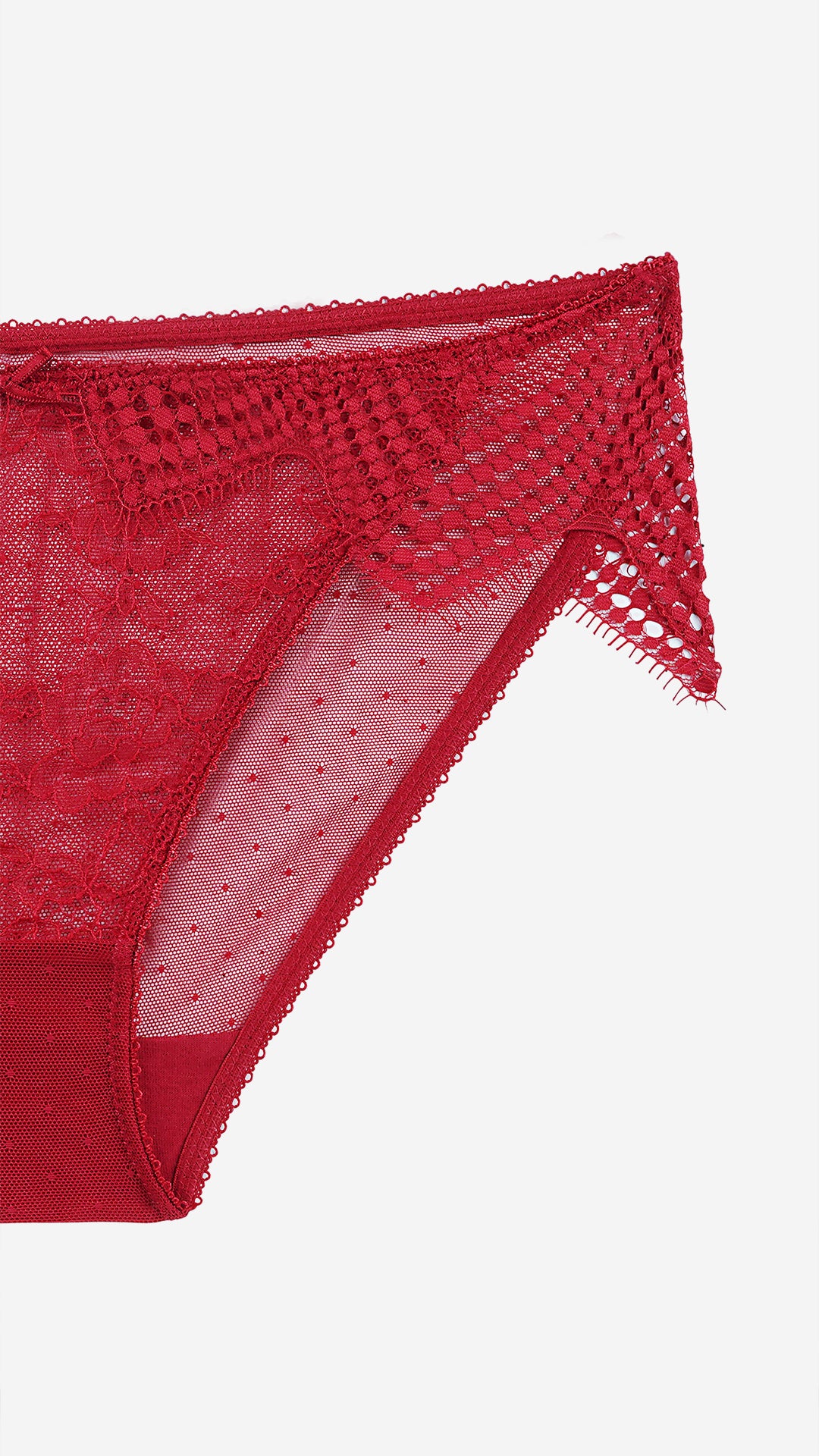 Red Sheer Lace Panty with Crochet Trim
