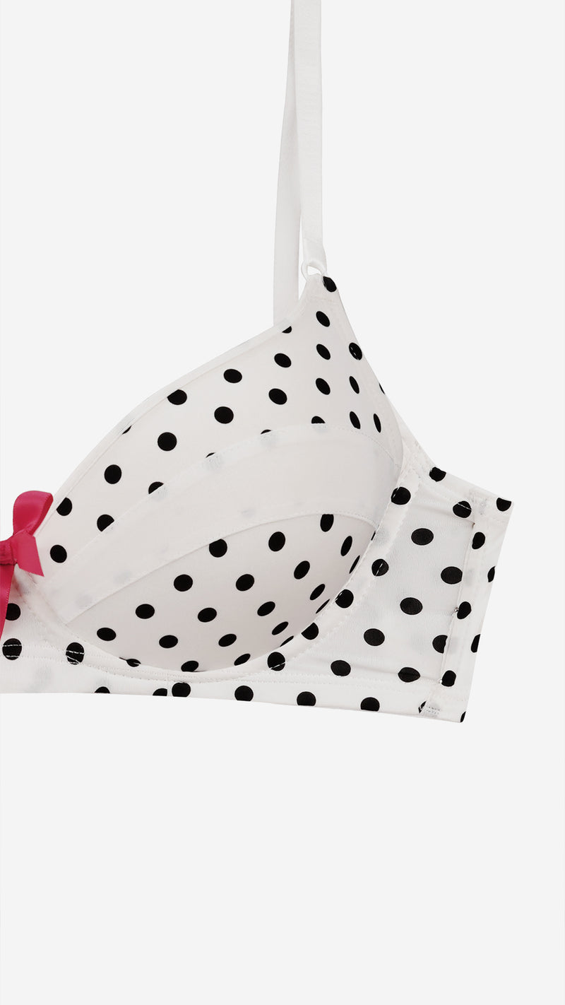 Ivory Polka Dot Padded Wired Bra