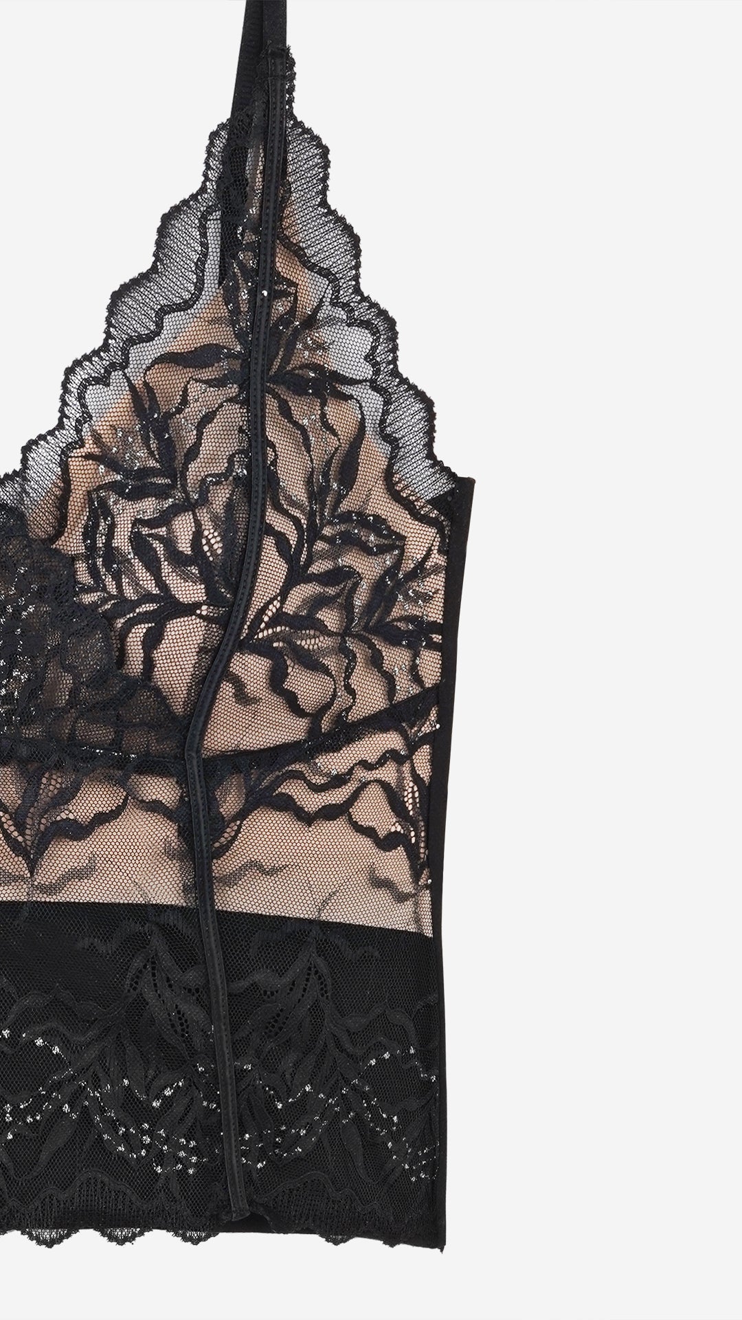 Black Lace Padded Longline Bralette