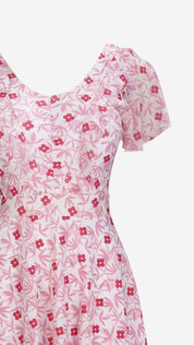 Floral Print Flutter Sleeve Beach Dress