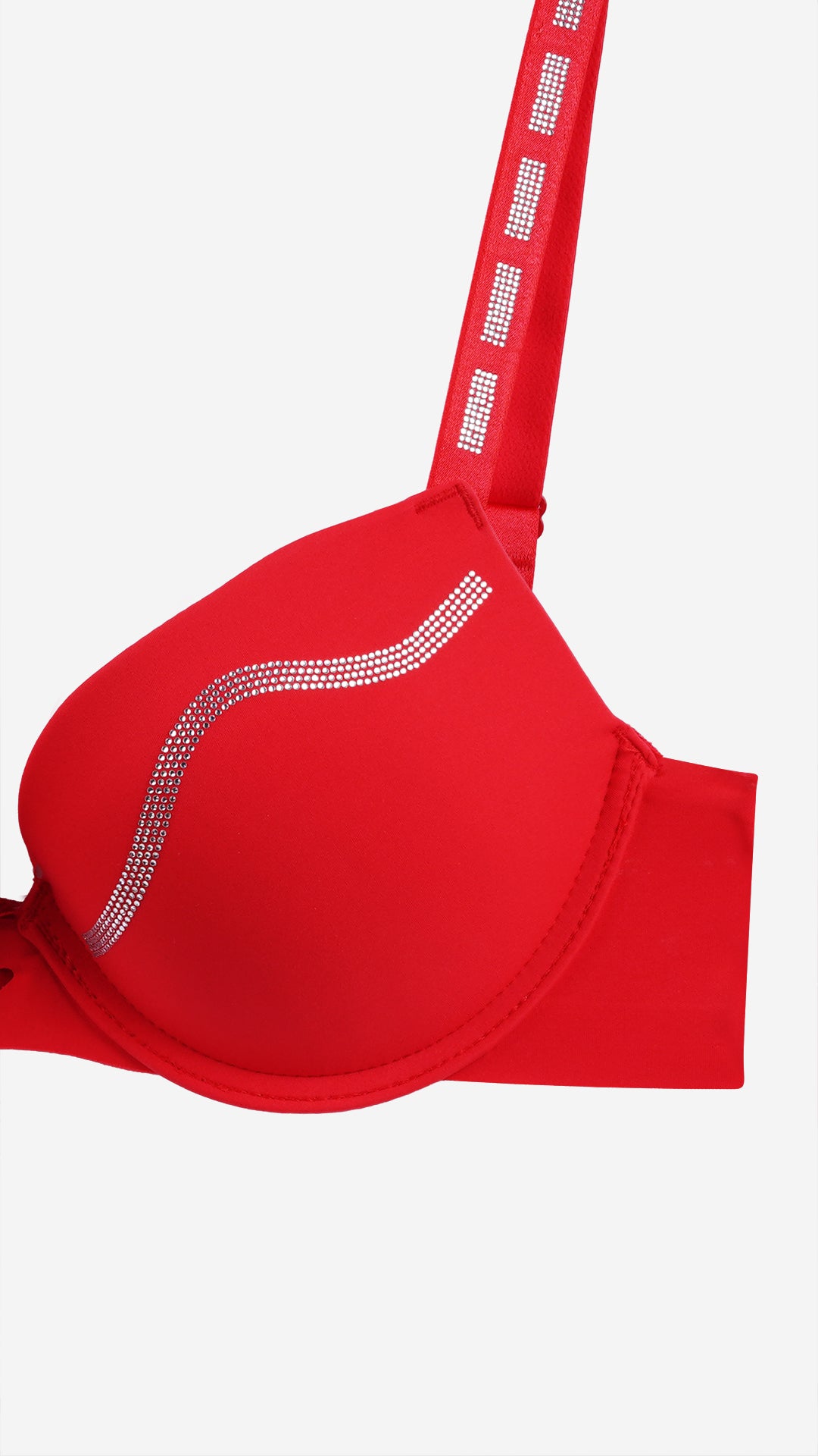 Red Diamante Push-Up Bra – Padded, Wired