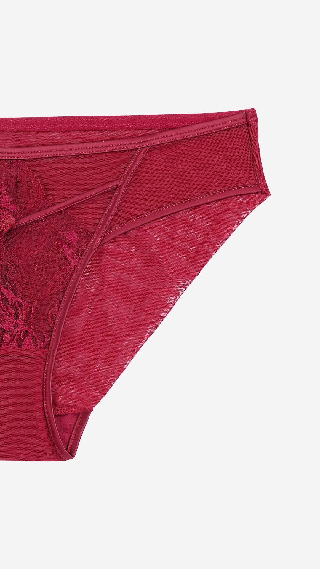 Wine Red Lace Classic Brief with Strappy Front