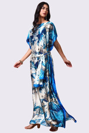 AXTZH Flowing Kaftan Nightwear with Adjustable Waist Strap and Elegant Detailing-BLUPR-K2S