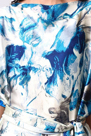 AXTZH Flowing Kaftan Nightwear with Adjustable Waist Strap and Elegant Detailing-BLUPR-K2S