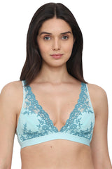 WACOAL BRA 852191 996Embrace Lace Non Padded Non Wired 3/4th Cup Bridal Wear Medium coverage Lace Bralette - Aqua