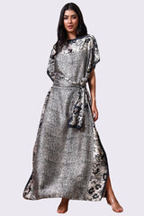 AXTZH Flowing Kaftan Nightwear with Adjustable Waist Strap and Elegant Detailing-BEGPR-K2S