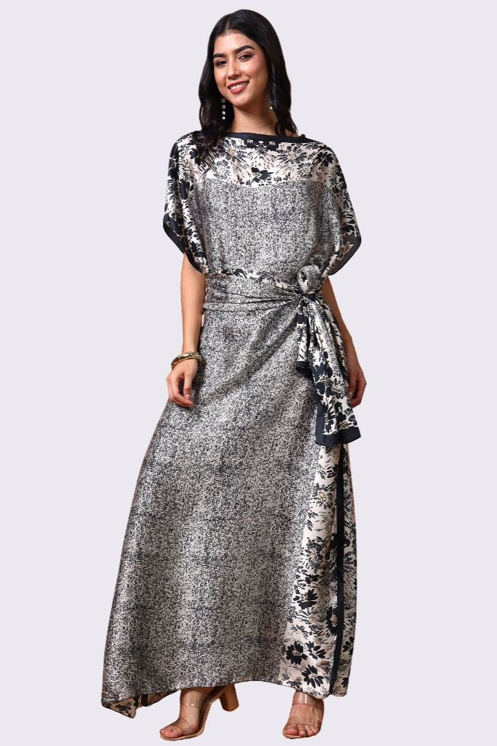 AXTZH Flowing Kaftan Nightwear with Adjustable Waist Strap and Elegant Detailing-BEGPR-K2S