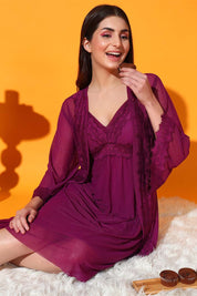 NIGHTWEAR-XF11NE0184 Sensual Sheer Robe & Babydoll Set