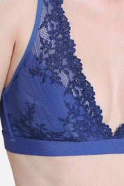 WACOAL BRA 852191 Embrace Lace Non Padded Non Wired 3/4th Cup Bridal Wear Medium coverage Lace Bralette - Dark Blue