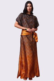 AXTZH Flowing Kaftan Nightwear with Adjustable Waist Strap and Elegant Detailing-BRNPR-K2S