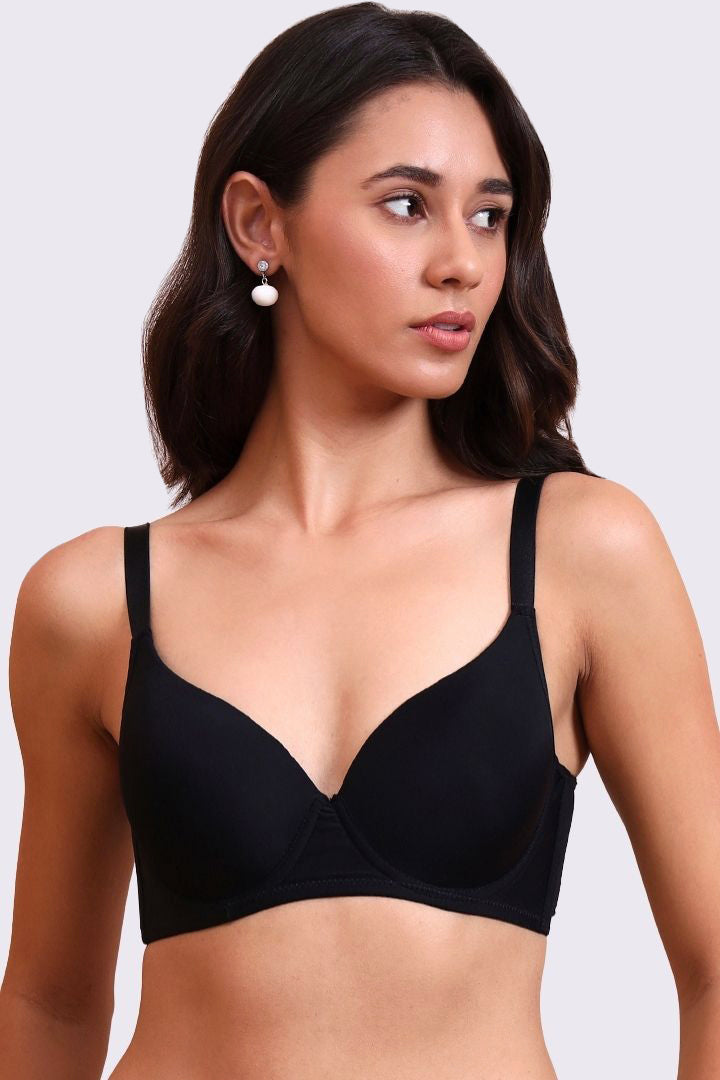 AXTZH Classic Contour Bra Offering Natural Shape, Gentle Lift, and Flawless Finish AB2355-BLACK-DP101