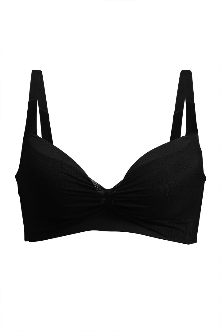 AXTZH Beautifully Designed Push-Up Bra for Women with Elegant Detailing and Everyday Comfort X2510-BLACK-CP402