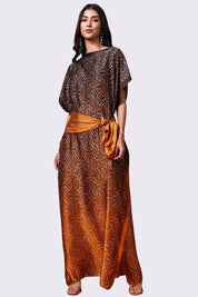 AXTZH Flowing Kaftan Nightwear with Adjustable Waist Strap and Elegant Detailing-BRNPR-K2S