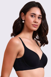 AXTZH Classic Contour Bra Offering Natural Shape, Gentle Lift, and Flawless Finish AB2355-BLACK-DP101