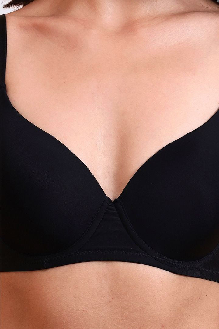 AXTZH Classic Contour Bra Offering Natural Shape, Gentle Lift, and Flawless Finish AB2355-BLACK-DP101