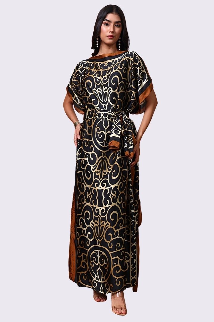 AXTZH Flowing Kaftan Nightwear with Adjustable Waist Strap and Elegant Detailing-COFPR-K2S