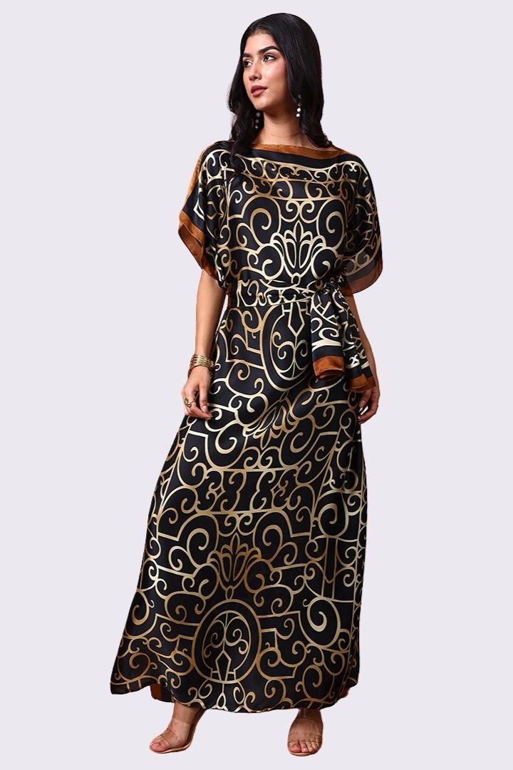 AXTZH Flowing Kaftan Nightwear with Adjustable Waist Strap and Elegant Detailing-COFPR-K2S