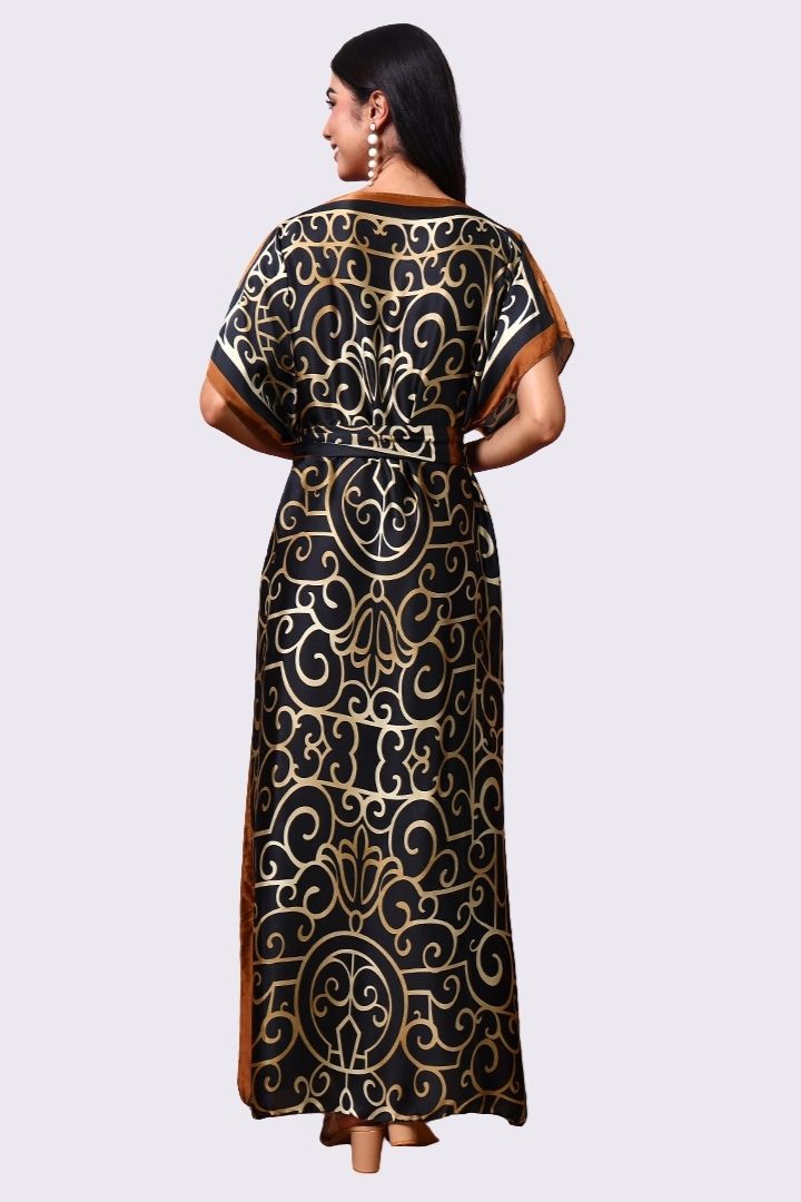 AXTZH Flowing Kaftan Nightwear with Adjustable Waist Strap and Elegant Detailing-COFPR-K2S