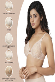 WACOAL BRA-851205 Halo Lace Non Padded Wired Full Cup Bridal Wear Plus Size Lace Bra