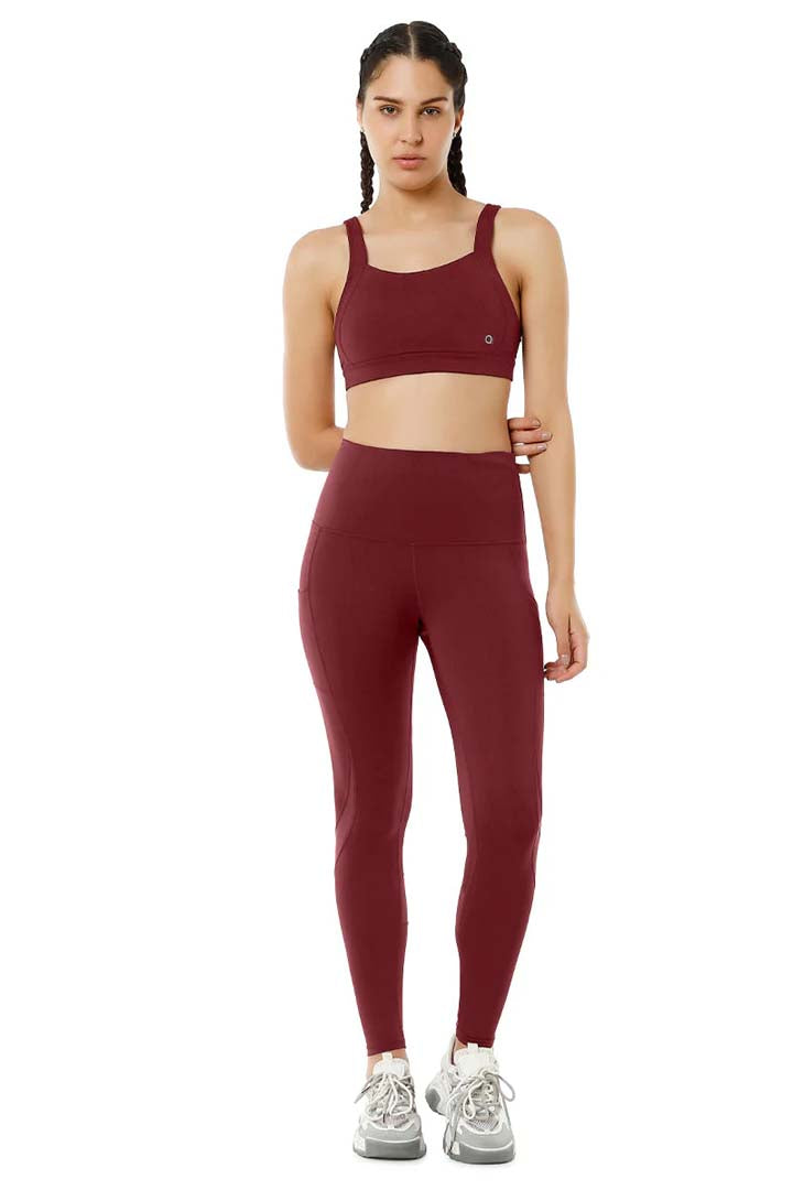 AMANTE ABT99201-CHOCOLATE TRUFFLE FLAUNT PANELLED HIGH RISE ACTIVE LEGGINGS