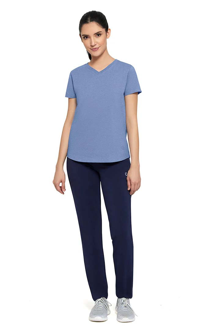 AMANTE ATP85101-INFINITY BLUE MARL ESSENTIAL LONG SLEEVE ROUND NECK T-SHIRT