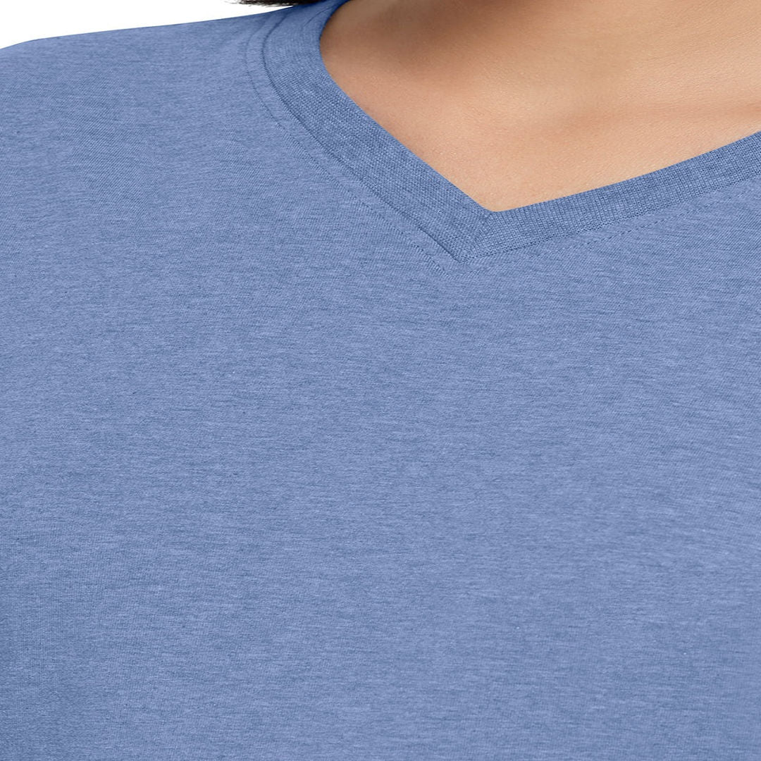 AMANTE ATP85101-INFINITY BLUE MARL ESSENTIAL LONG SLEEVE ROUND NECK T-SHIRT