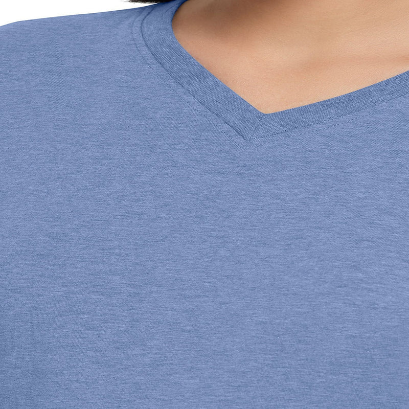 AMANTE ATP85101-INFINITY BLUE MARL ESSENTIAL LONG SLEEVE ROUND NECK T-SHIRT