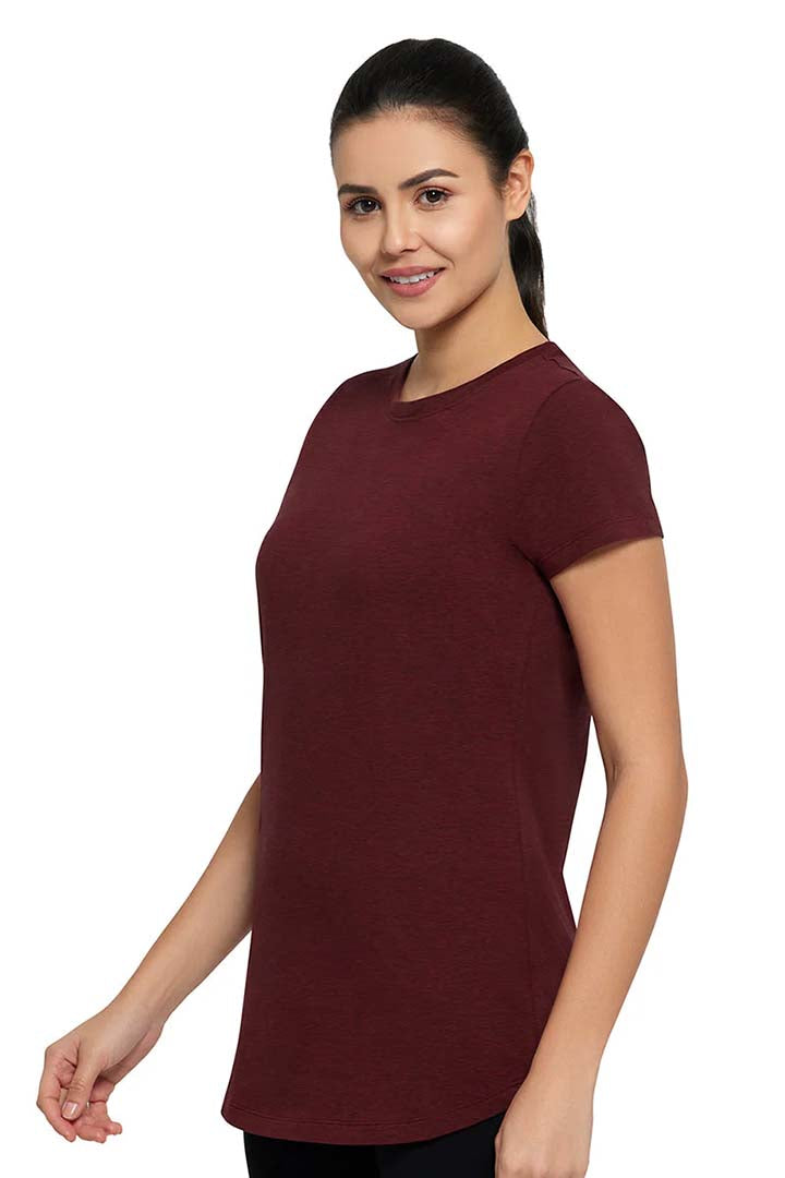 AMANTE ATP85201-POMEGRANATE MARL ESSENTIAL LONG LENGTH TEE