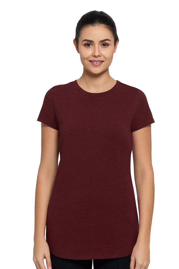 AMANTE ATP85201-POMEGRANATE MARL ESSENTIAL LONG LENGTH TEE