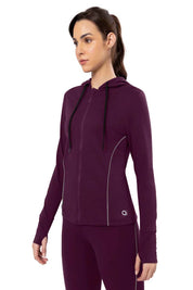 AMANTE ATP94301-BLACKBERRY WINE FLAUNT HOODIE FULL SLEEVE ACTIVE JACKET
