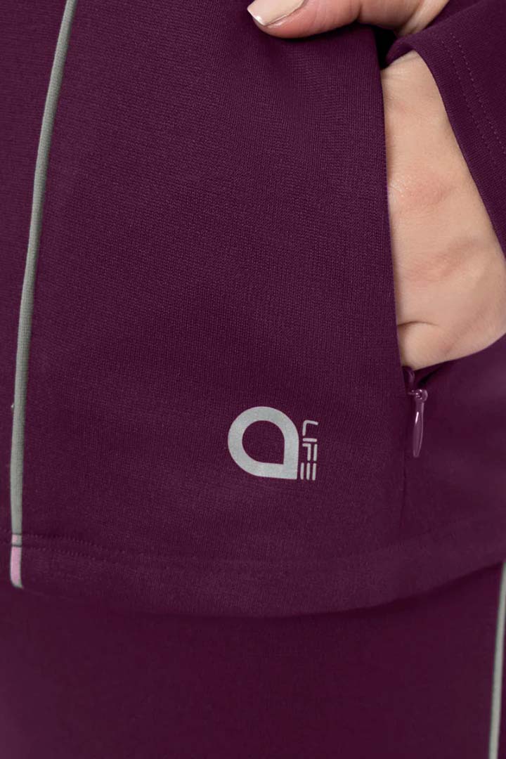 AMANTE ATP94301-BLACKBERRY WINE FLAUNT HOODIE FULL SLEEVE ACTIVE JACKET