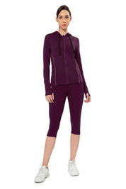 AMANTE ATP94301-BLACKBERRY WINE FLAUNT HOODIE FULL SLEEVE ACTIVE JACKET