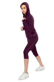 AMANTE ATP94301-BLACKBERRY WINE FLAUNT HOODIE FULL SLEEVE ACTIVE JACKET